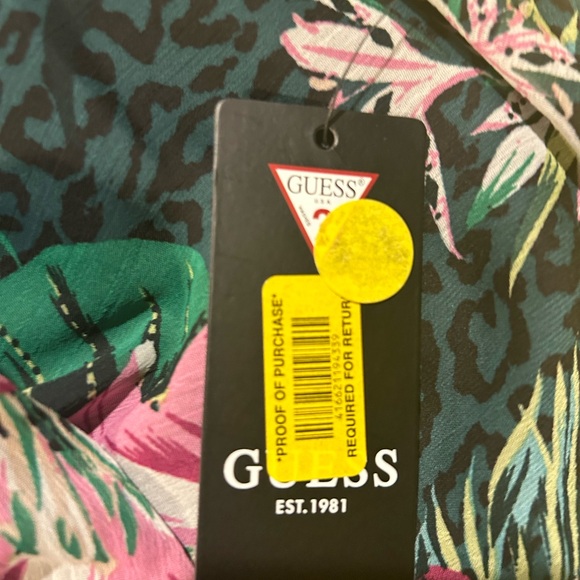 Guess Size 6 Green Black Flower Print Dress NWT - Picture 9 of 10